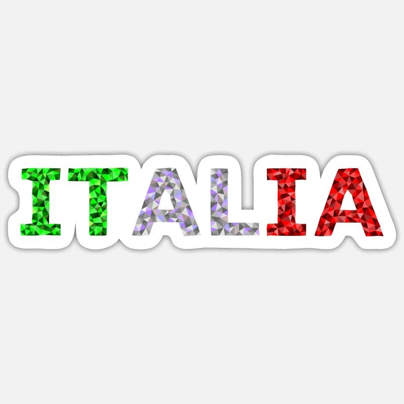 Italia TEXT dans le low poly style - Sticker taille S (10 x 10 cm) - blanc mat