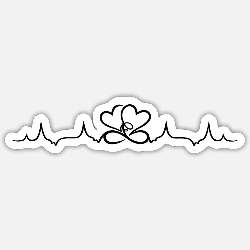 Heartbeat, two hearts with infinity symbol - Sticker size S (10 x 10 cm) - white matte