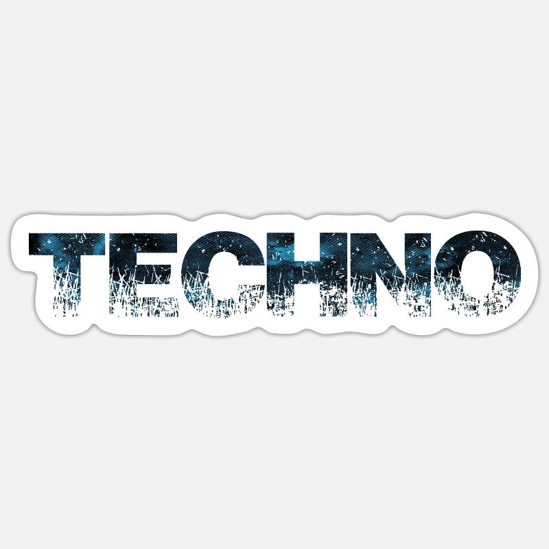 Techno Music | Rough Distressed Design Sticker Größe S (10 x 10 cm)