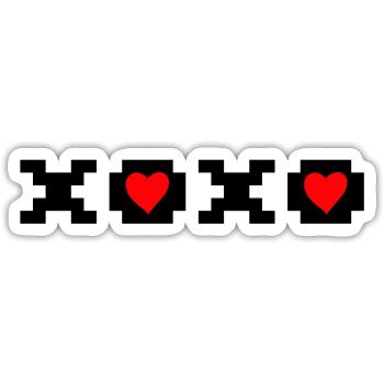 xoxo, câlins et baisers. Idée de saint-valentin - Sticker taille S (10 x 10 cm) - blanc mat - Devant