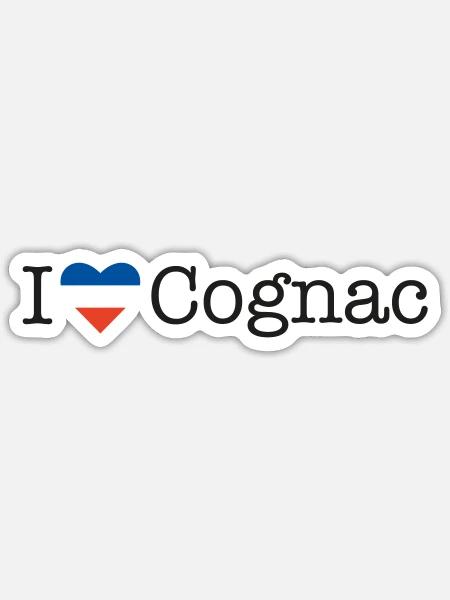 I love Cognac - Sticker Größe S (10 x 10 cm) - Mattweiß