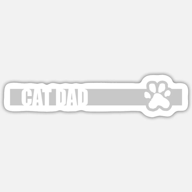 Stripe Design Cat Dad - Sticker size S (10 x 10 cm) - white matte