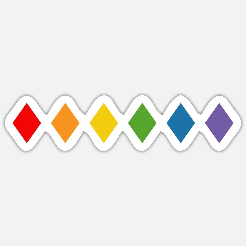 Regenbogen Rhombus - Sticker Größe S (10 x 10 cm) - Mattweiß