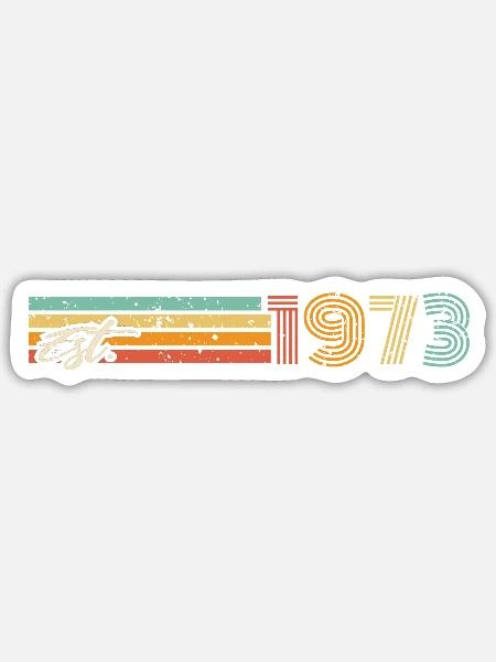 1973 Jahrgang 50. Geburtstag Vintage Retro Männer - Sticker Größe S (10 x 10 cm) - Mattweiß