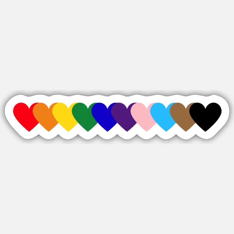 Fierté rainbow hearts Sticker taille S (10 x 10 cm)