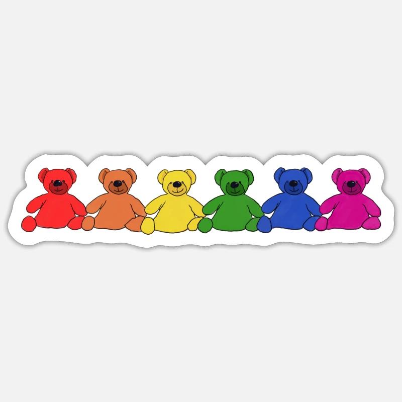 Rainbow Teddies Sticker size S (10 x 10 cm)
