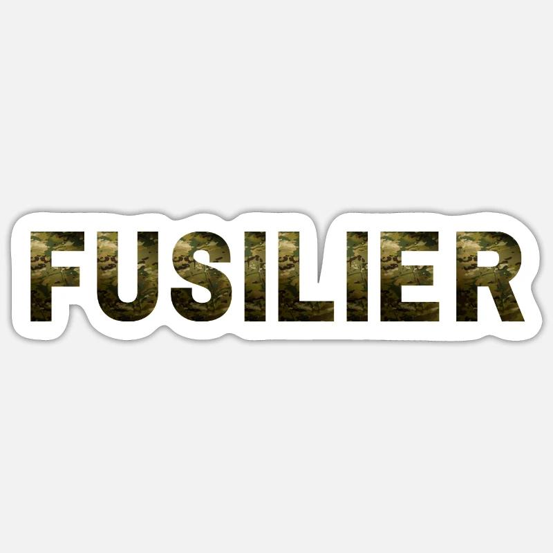 FUSILIER EN CAMOUFLAGE - Sticker taille S (10 x 10 cm) - blanc mat