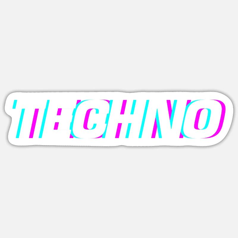 Techno Festival Design - Sticker taille S (10 x 10 cm) - blanc mat
