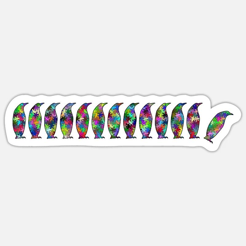 Penguins with Gekko - Sticker size S (10 x 10 cm) - white matte