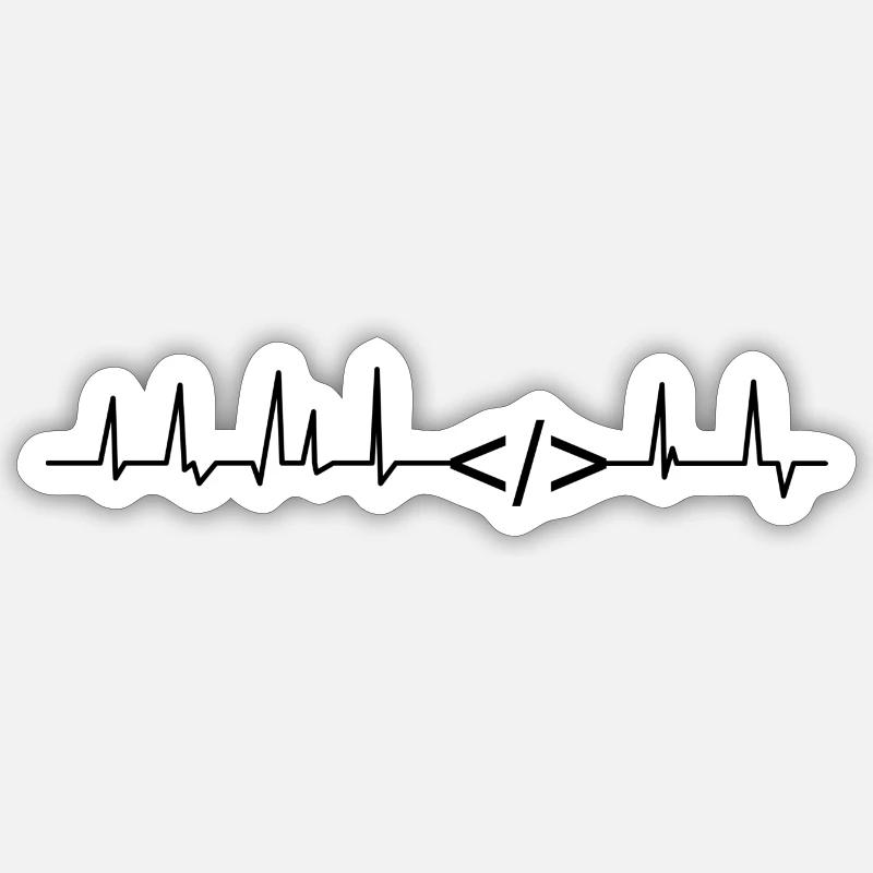 Programmierer-Herzschlag - Sticker Größe S (10 x 10 cm) - Mattweiß