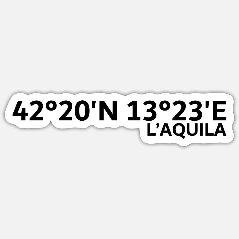 Coordonnées de L’Aquila - Sticker taille S (10 x 10 cm) - blanc mat