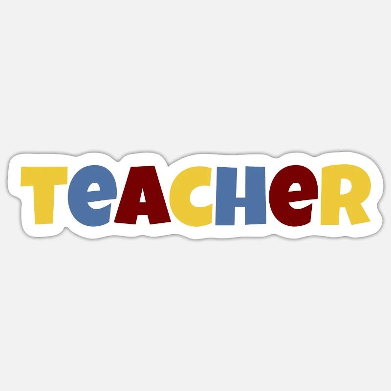 Lehrer bunter Text Sticker Größe S (10 x 10 cm)