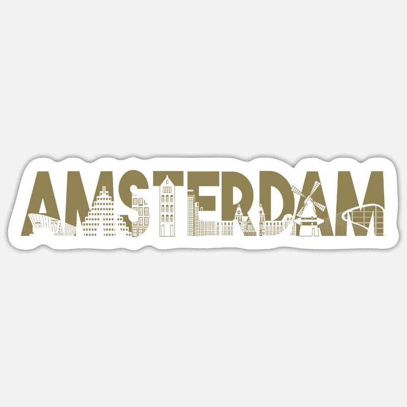 Amsterdam Skyline Silhouette – Urbain - Sticker taille S (10 x 10 cm) - blanc mat