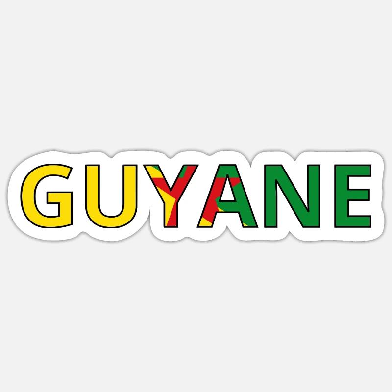 Drapeau Guyane - Sticker taille S (10 x 10 cm) - blanc mat