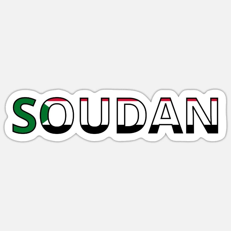 Drapeau Soudan - Sticker taille S (10 x 10 cm) - blanc mat