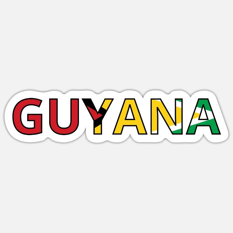 Drapeau Guyana - Sticker taille S (10 x 10 cm) - blanc mat