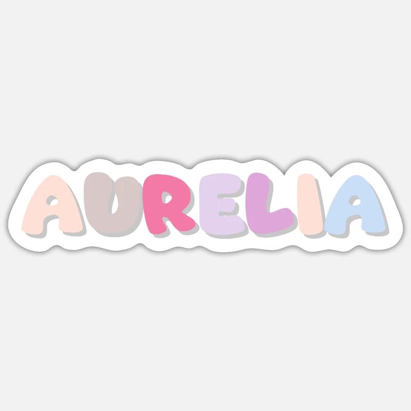 Nom - Aurelia - Sticker taille S (10 x 10 cm) - blanc mat