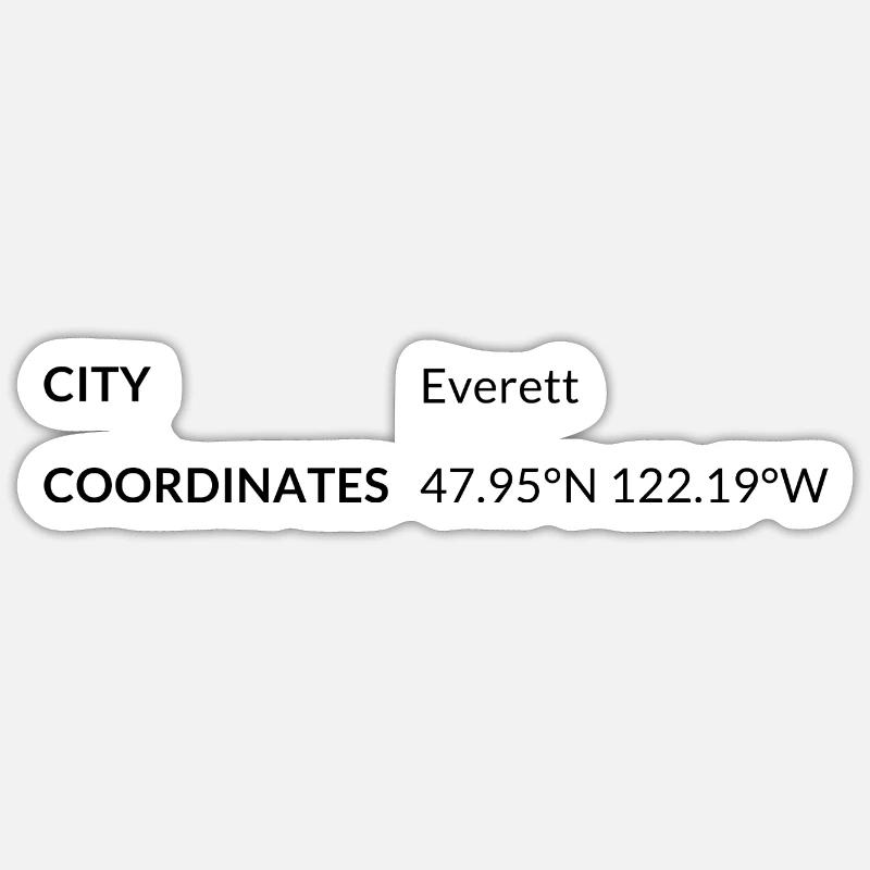 Everett, Washington, USA coordinates Sticker size S (10 x 10 cm)