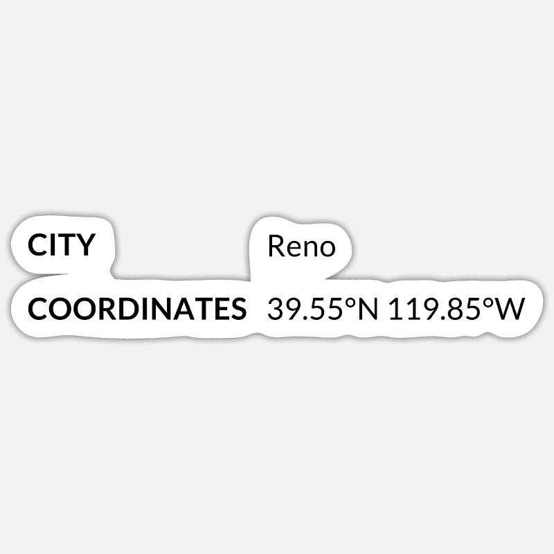 Reno, Nevada, USA coordinates Sticker size S (10 x 10 cm)