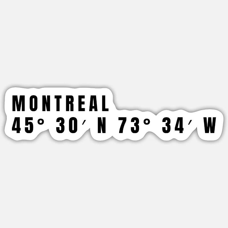 Montréal, Canada Coordonnées - Sticker taille S (10 x 10 cm) - blanc mat