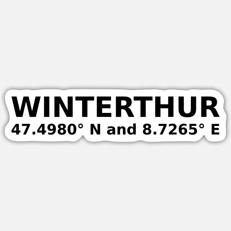 Winterthur - with geo coordinates horizontal Sticker size S (10 x 10 cm)