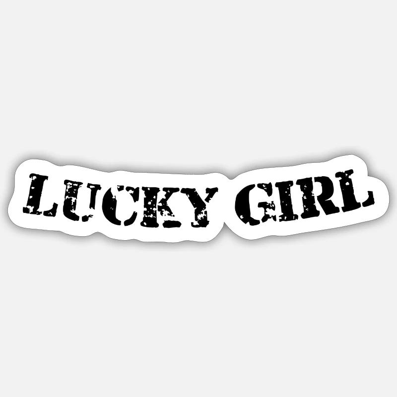 Fille chanceuse - Sticker taille S (10 x 10 cm) - blanc mat