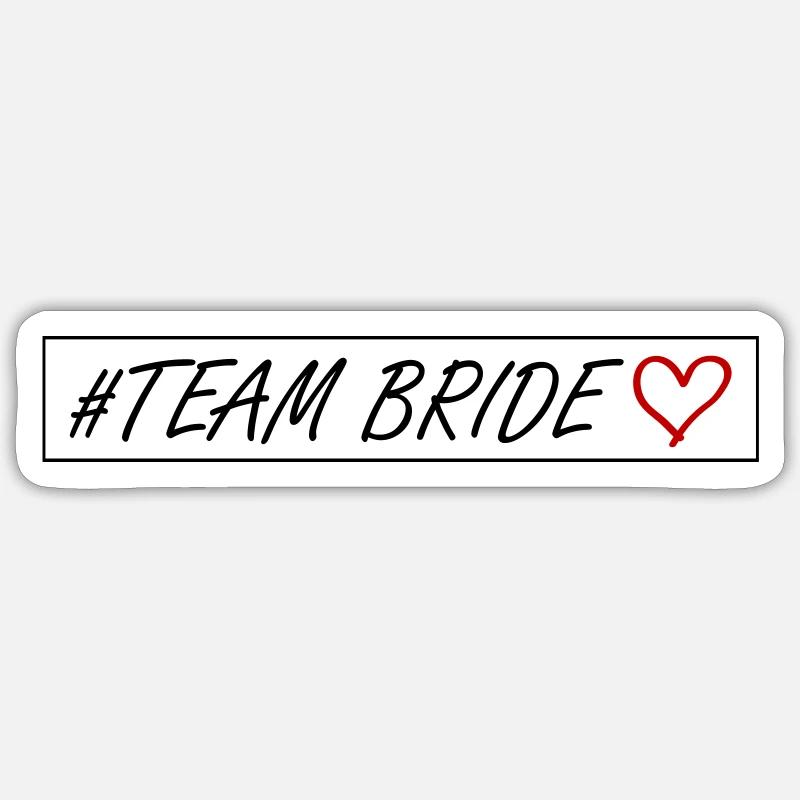 Team Bride Herz - Sticker Größe S (10 x 10 cm) - Mattweiß