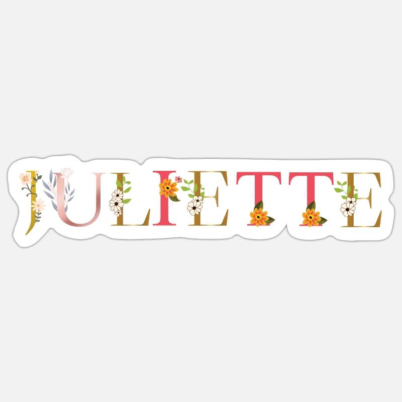 JULIETTE prénom fleuri Sticker taille S (10 x 10 cm)