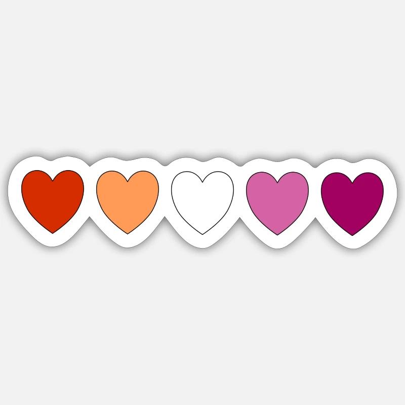 Subtle Lesbian Pride hearts - Sticker size S (10 x 10 cm) - white matte