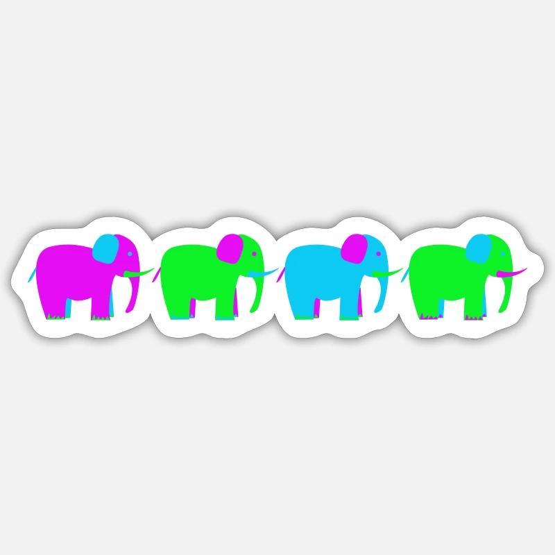 four colorful elephants Sticker size S (10 x 10 cm)