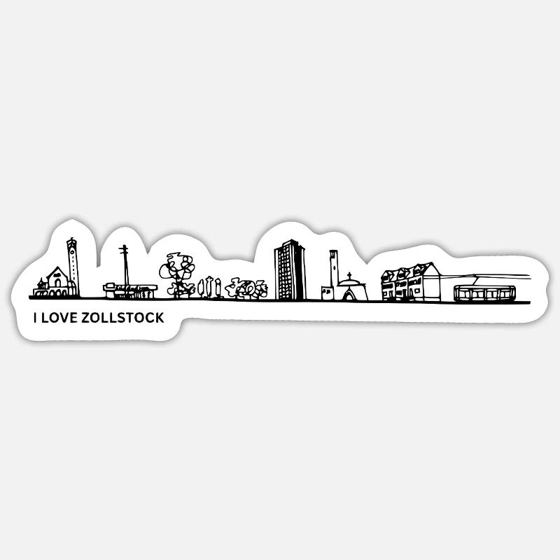 Zollstock_skyline_schwarz_genau Sticker size S (10 x 10 cm)