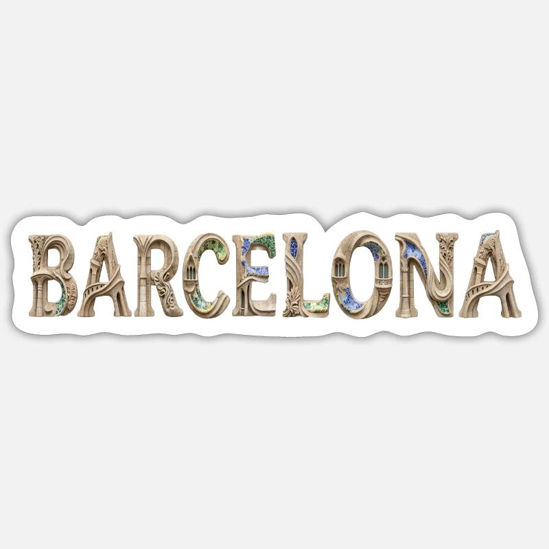 Typographie de Barcelone avec architecture méditerranéenne Sticker taille S (10 x 10 cm)