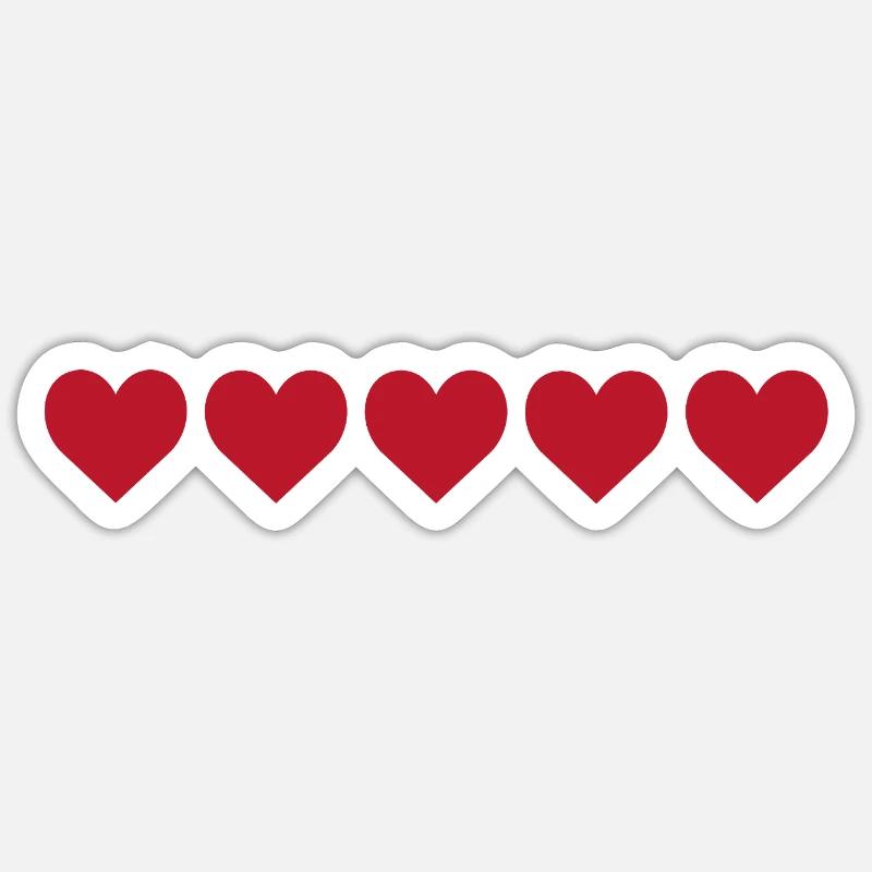 Red hearts in minimalist pattern Sticker size S (10 x 10 cm)