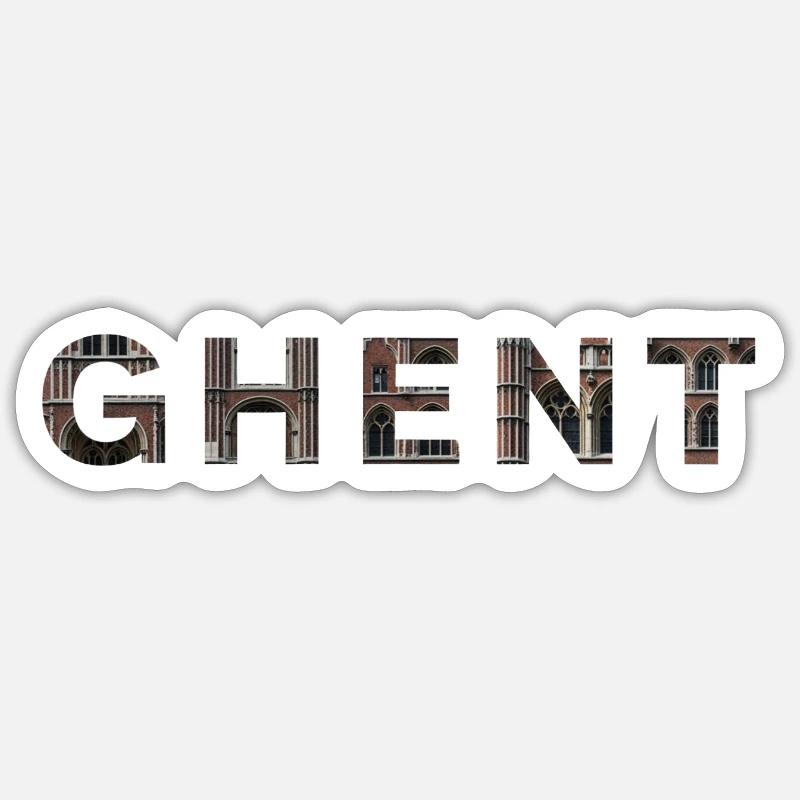 GHENT – Gothic Brick Typography - Sticker Größe S (10 x 10 cm) - Mattweiß