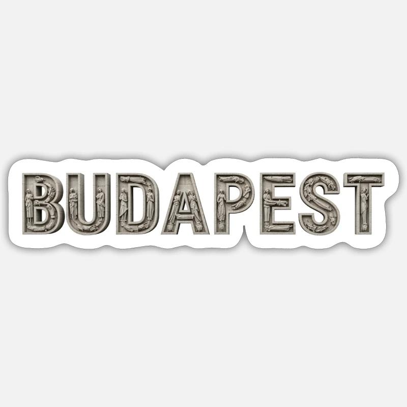 Budapest Architecture Typography - Sticker size S (10 x 10 cm) - white matte