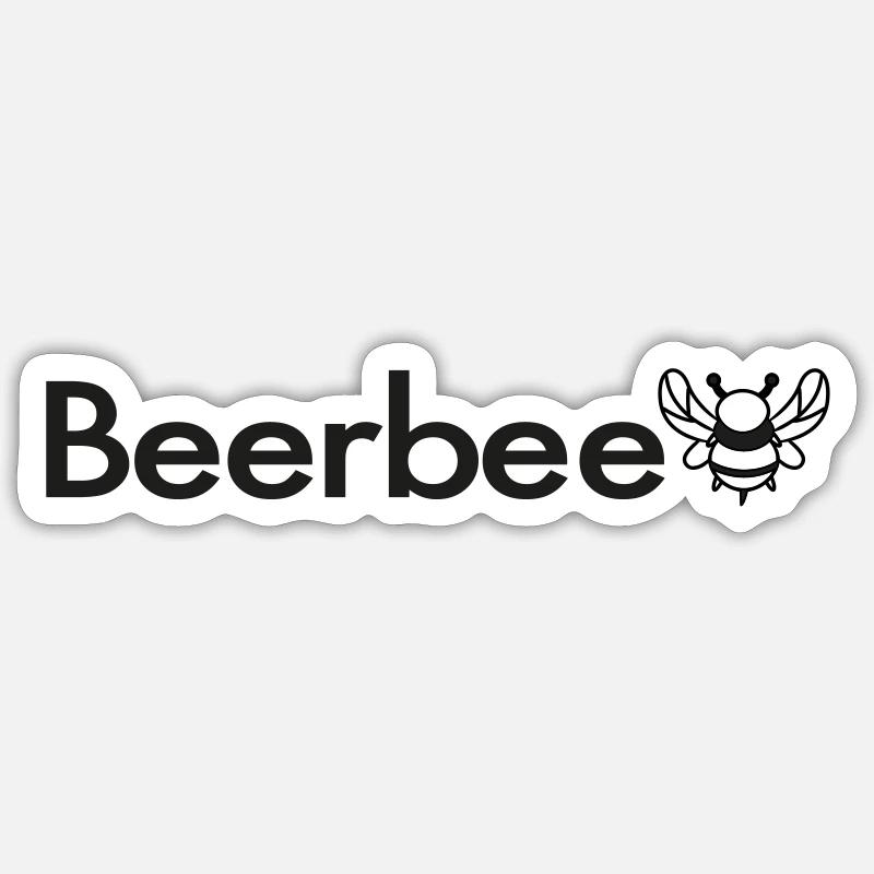 Beerbee Bière Bee Malle Dit TShirt - Sticker taille S (10 x 10 cm) - blanc mat