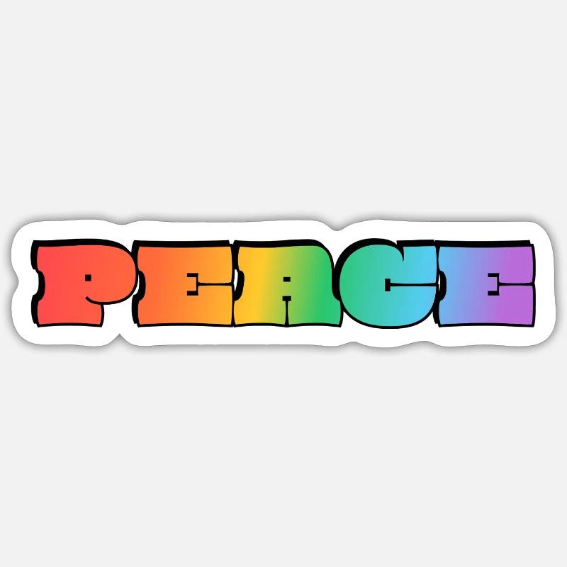 Regenbogenfrieden - Sticker Größe S (10 x 10 cm) - Mattweiß