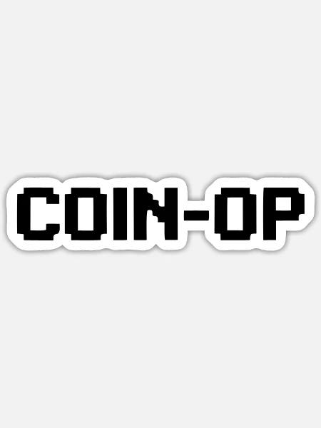 Coin Op Pixel Schriftzug - Sticker Größe S (10 x 10 cm) - Mattweiß