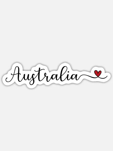 Australia Australien Schriftzug mit Herz - Sticker Größe S (10 x 10 cm) - Mattweiß