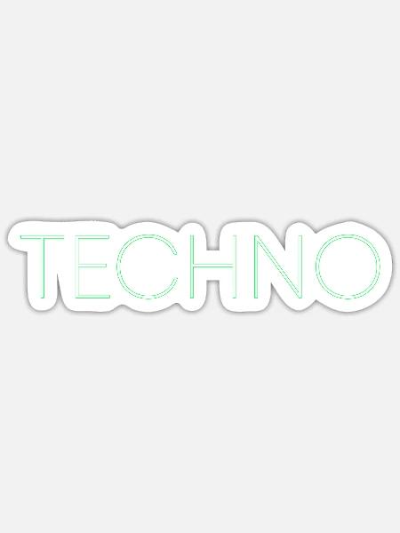 Techno Musik Schriftzug - Sticker Größe S (10 x 10 cm) - Mattweiß