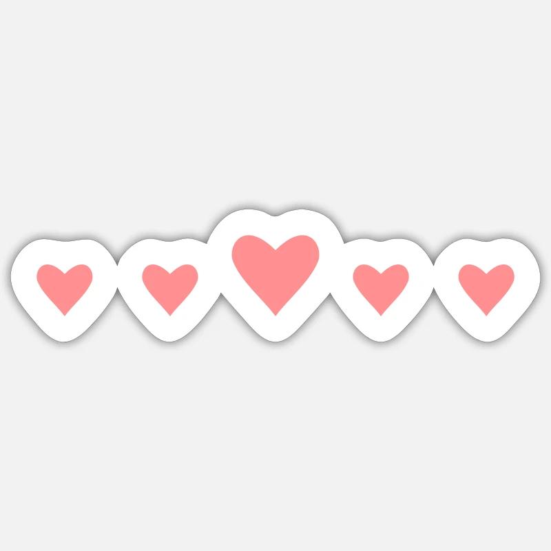 Coeurs dans une rangée - Sticker taille S (10 x 10 cm) - blanc mat