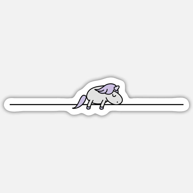 schlafendes Einhorn - Sticker Größe S (10 x 10 cm) - Mattweiß