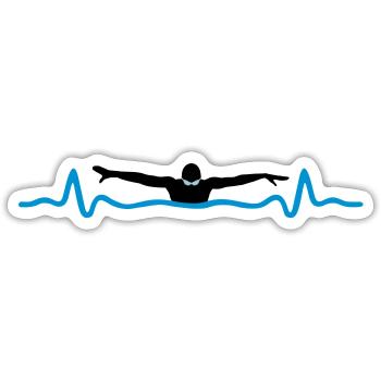 Schwimmen und Herzschlag - Sticker Größe S (10 x 10 cm) - Mattweiß - Vorne