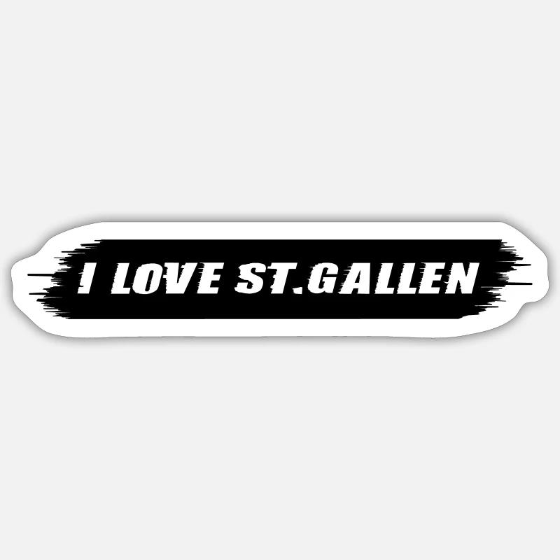 j'adore Saint-Gall | Effet de tempête | Vectorgraphique Sticker taille S (10 x 10 cm)
