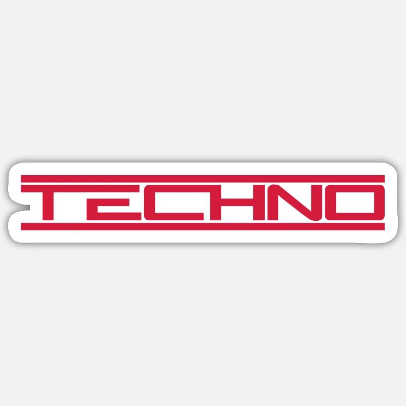 Techno barres rouges - Sticker taille S (10 x 10 cm) - blanc mat
