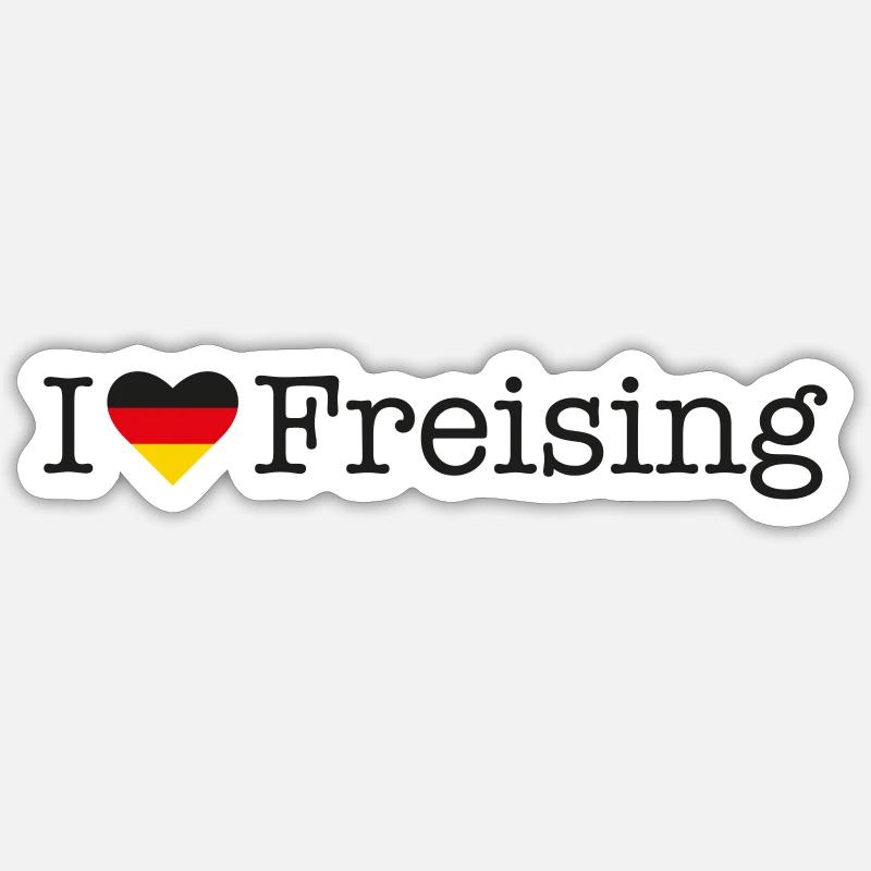 J’adore Freising - Sticker taille S (10 x 10 cm) - blanc mat