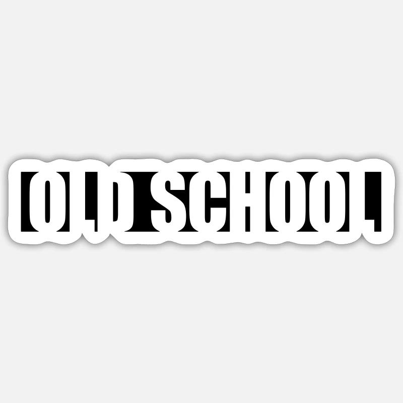 Texte Old School - Sticker taille S (10 x 10 cm) - blanc mat