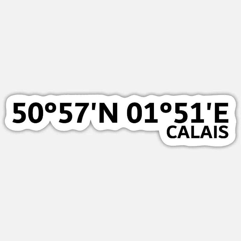 Coordonnées de Calais - Sticker taille S (10 x 10 cm) - blanc mat