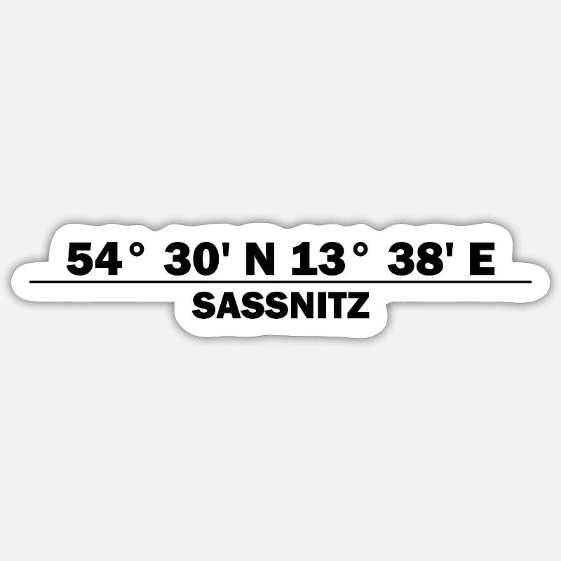 Coordonnées de Sassnitz - Sticker taille S (10 x 10 cm) - blanc mat