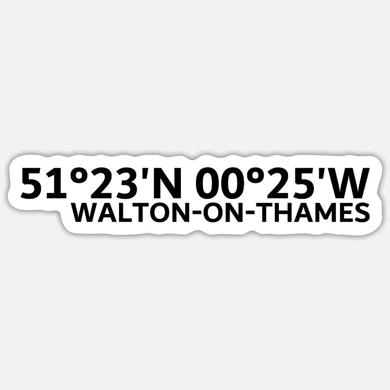 Coordonnées de Walton-on-Thames - Sticker taille S (10 x 10 cm) - blanc mat